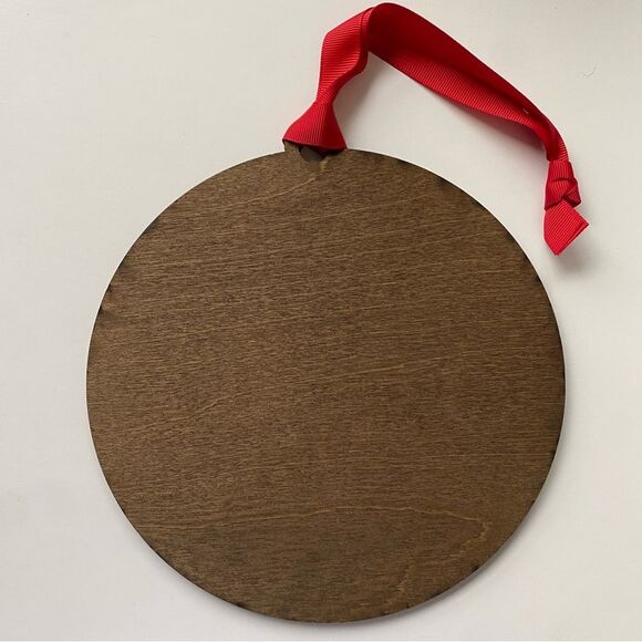 Large Wooden round sign/ornament with Red Ribbon, Memorial Sign - Picture 2 of 3